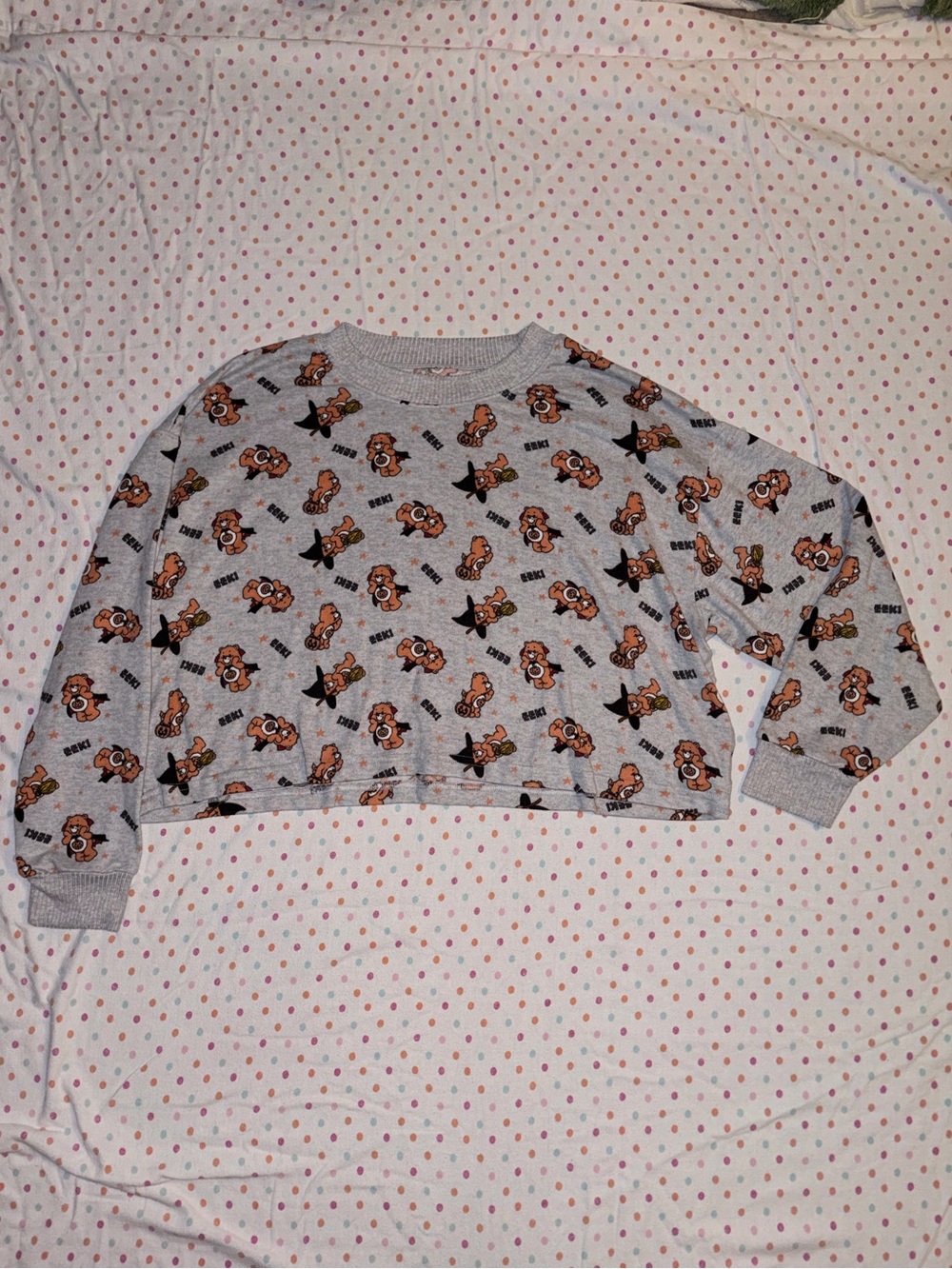 American Eagle AE Lounge Care Bears Halloween Crop Sweatshirt Gray Large